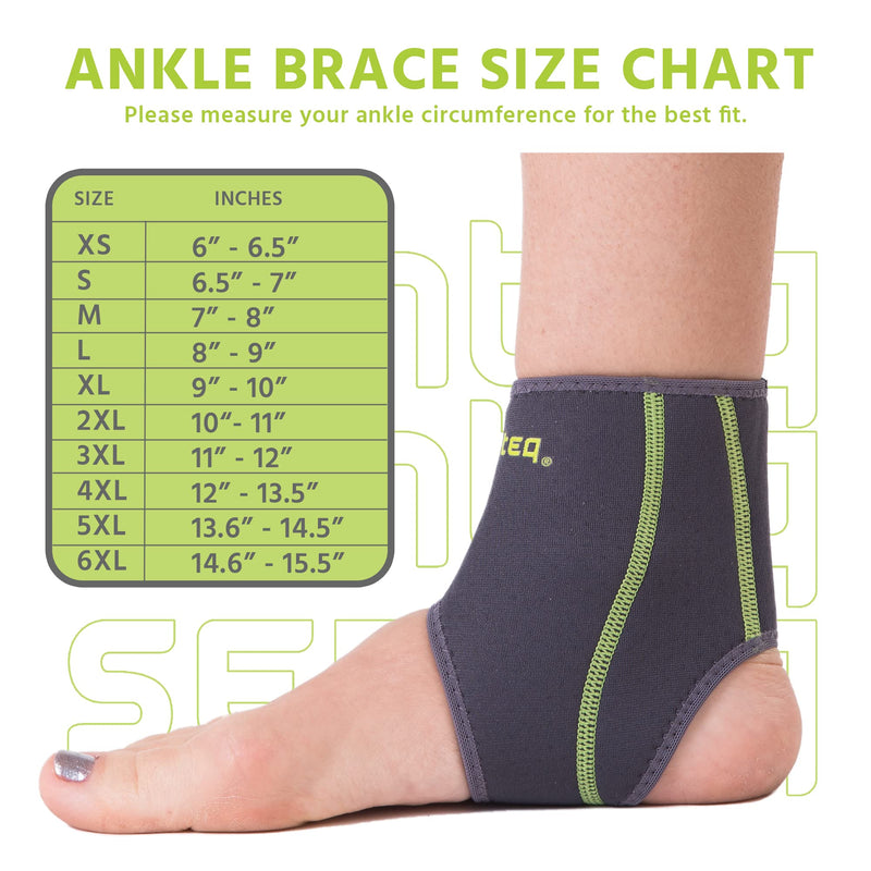 SENTEQ Ankle Brace for Men & Women- Compression Support for Sprained Ankles & Plantar Fasciitis, Elastic Neoprene Slim Sleeve for Jogging & Running, Ankle Stabilizer and Support for Walkers (Medium) Medium (Pack of 1)