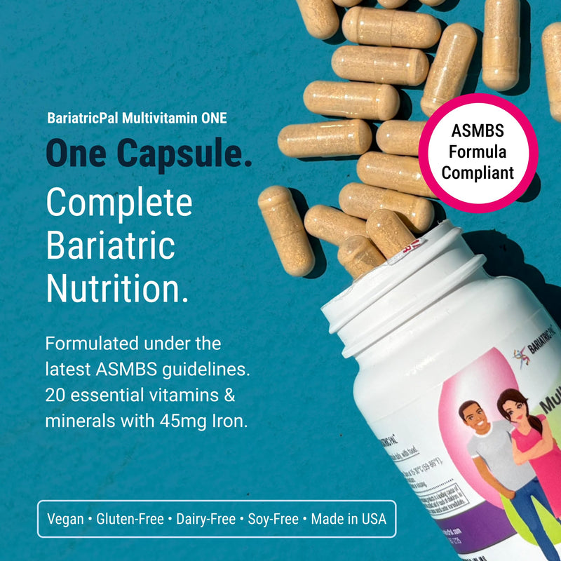 BariatricPal Multivitamin ONE 1 per Day! Bariatric Multivitamin Capsule Iron Free | Easy to Swallow Capsule | Vitamin for Bariatric Surgery Patients | 90 Count (3 Month Supply) 90 Count (Pack of 1)