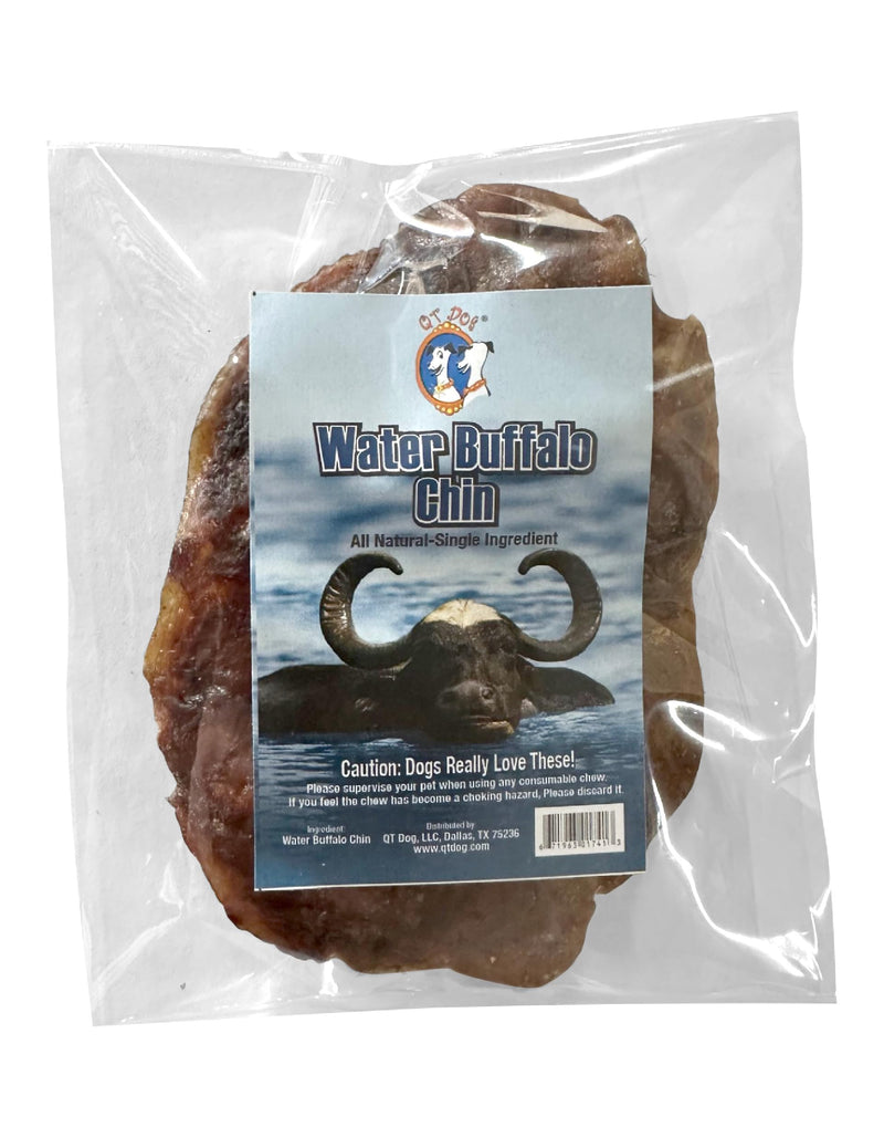 QT Dog Water Buffalo Chin (Pack of 4) - All Natural Single Ingredient Dog Chews, Protein-Packed, Gluten & Grain -Free Dental Chews, Ideal for All Breeds