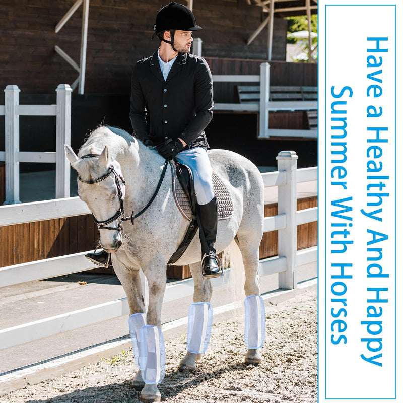Fly Boots for Horses Mesh Loose Fitting Horse Leggings Breathable Fine Leg Guard Anti-Mosquito Equestrian Equipment Protect Horse Legs Set of 4 (Blue) - BeesActive Australia