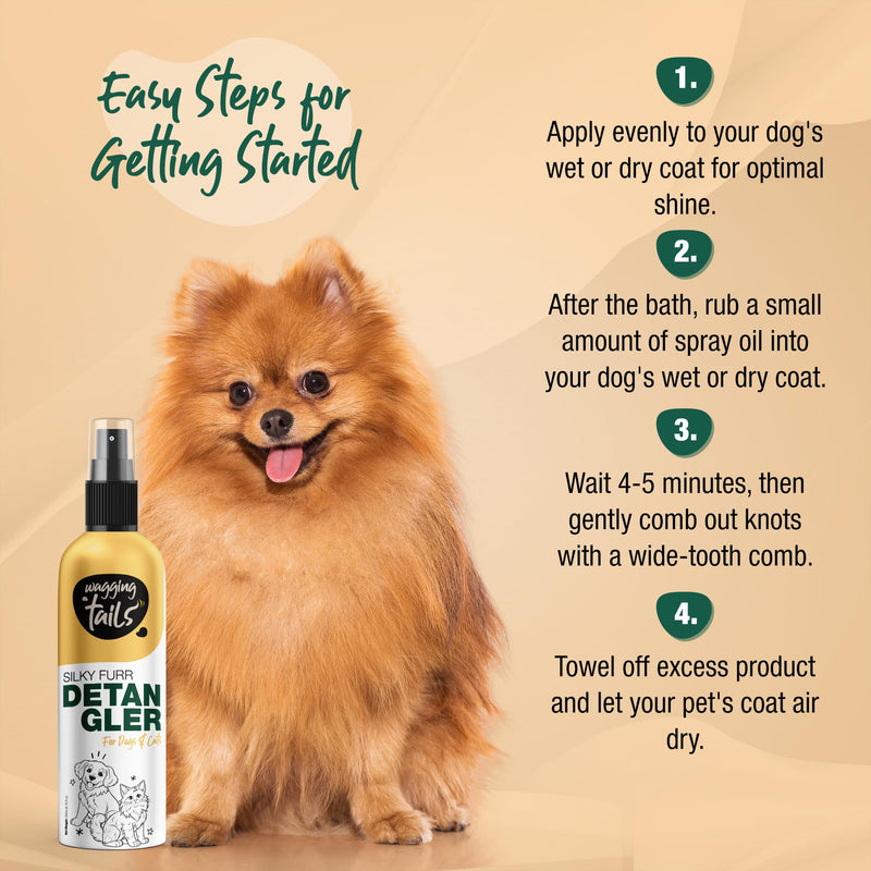 Wagging Tails 4-in-1 Silky Furr Detangler, 6.76 fl oz for Dogs & Cats | Gentle Dematting Grooming Formula | Reduces Discomfort & Prevents Hair Breakage | Maintains Coat Health & Improves Appearance - BeesActive Australia
