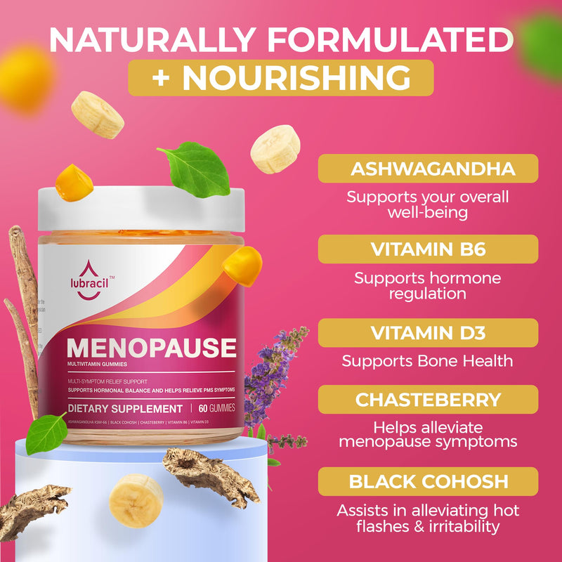 Menopause Gummies for Women, Supplement Formula, 60 Gummies-1 Pack | Hormone-free menopause gummies with Black Cohosh & Ashwagandha minimize hot flashes and promote emotional wellness naturally 60 Count (Pack of 1)