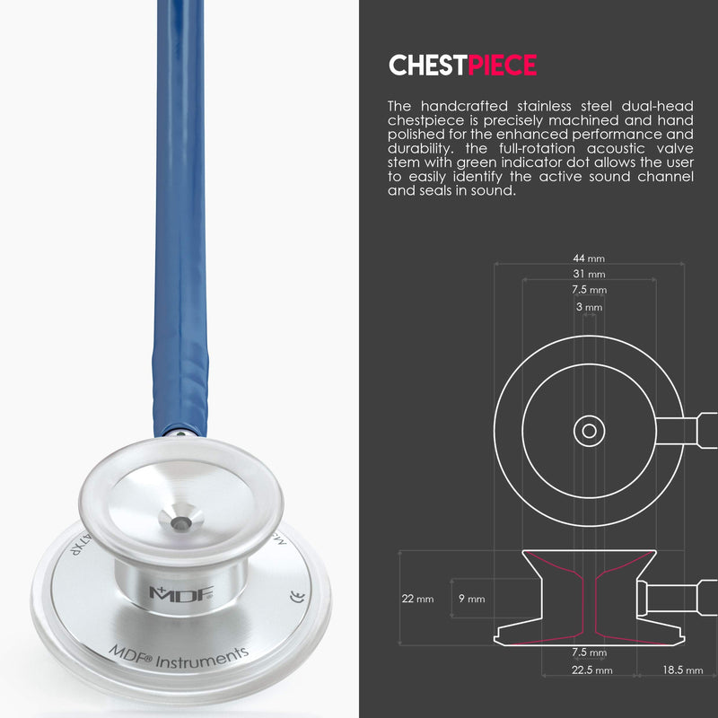MDF Instruments Acoustica Lightweight Stethoscope for Doctors, Nurses, Students, Dark blue tube + MDF LUMiNiX Illuminator Medical Professional Diagnostic Penlight