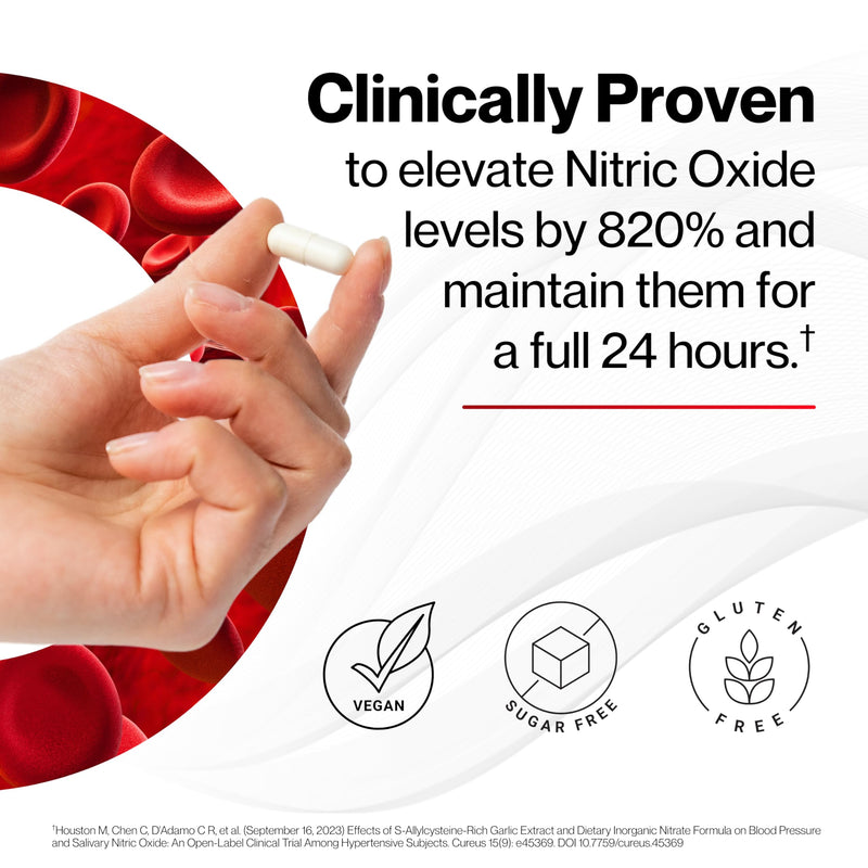 Nitric Oxide Booster Supplement with Magnesium, Zinc, Vitamin B12, Vitamin C & Vitamin D3 | 24-Hour Circulation Support, Energy Boost, Blood Flow & Heart Health | Vegan, Non-GMO (60 Count)