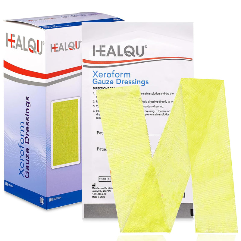 HEALQU Medical Xeroform Petrolatum Dressing 1x8-50 Count - Non-Adherent Gauze Pad for Low Exudating Wounds - Fine Mesh Gauze Patch Sterile for Wound Care Lacerations, Burns & Skin Grafts 1" x 8" Box of 50 - BeesActive Australia