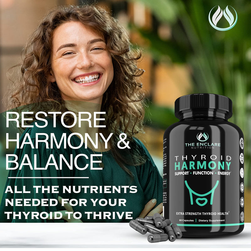 THE ENCLARE NUTRITION Thyroid Support Supplement with Iodine - Balance Hormones for Energy, Metabolism, Focus, Stress, Mood. Ashwagandha, Zinc, Selenium, Vitamin B12, Kelp, Magnesium, L Tyrosine (1) 1