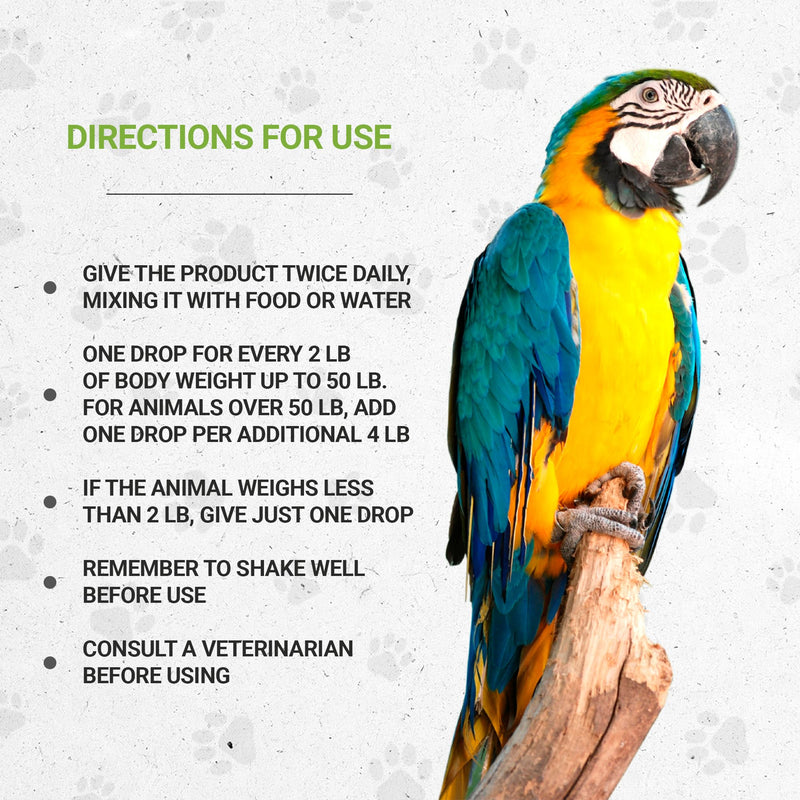 Birds Anxiety | Natural Herbal Dietary Pet Supplement for Birds | Support Stress Relief | Alcohol-Free Extract, Chamomile, Lemon Balm, Lavender, Linden, Fennel 2 oz