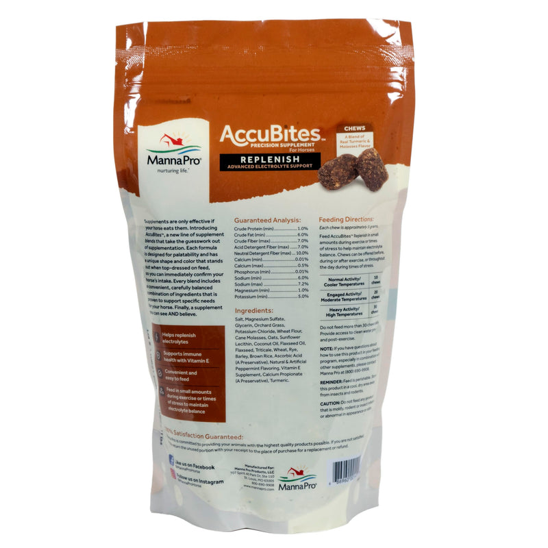 Manna Pro AccuBites Replenish Equine Supplement – Hydration & Immune Support Supplement for Horses – Contains Vitamin E & Turmeric – Turmeric & Molasses Flavored – 1.6 lbs - BeesActive Australia