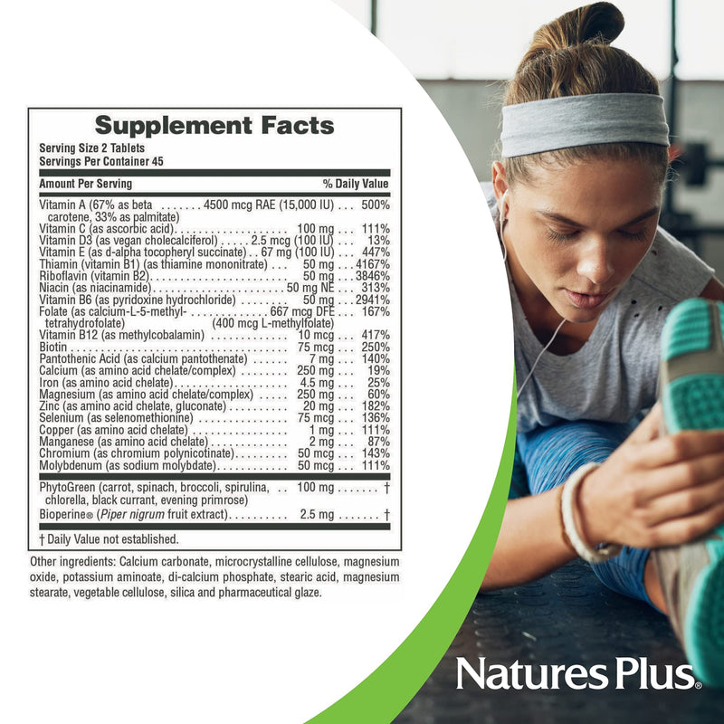 NaturesPlus Source of Life Power Teen - 90 Vegetarian Tablets - Teen Multivitamin with Minerals & Whole Foods for Mental Focus, Energy Booster - Gluten-Free - 45 Servings