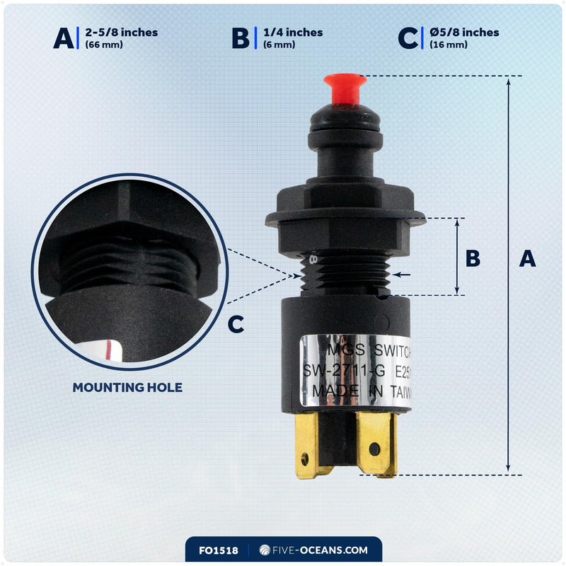 Five Oceans Marine Universal Emergency Cut-Off Switch, Kill Switch for Boat, Engine Shut-Off Switch 12VDC, Coil Extendable Lanyard, Snap Hook and Red Buoy, for Jet Ski, ATVs - FO1518