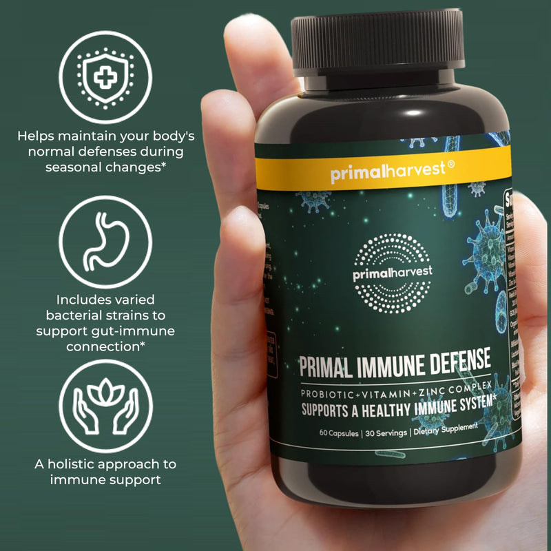 Primal Harvest Immune Defense - Daily Supplement, Gluten & Soy Free 30 Count (Pack of 2)