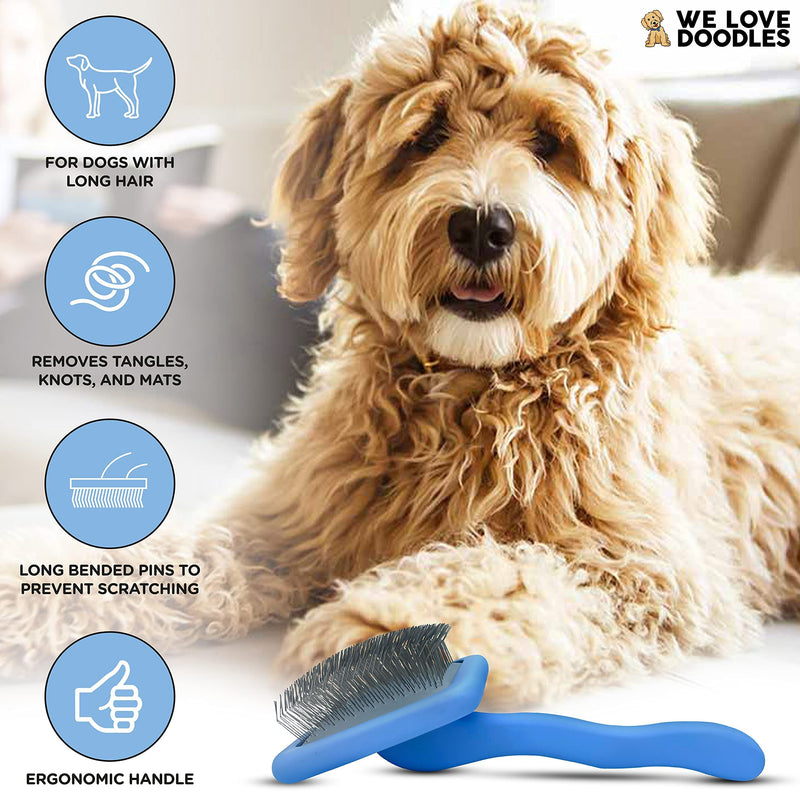 We Love Doodles Dog Slicker Brush for Grooming Pet Hair - Best Brushes For Poodle & Golden Doodle - Long Haired Brush For Dogs - Goldendoodle Long Pin Brush For Dematting (Large) Large Slicker Brush - BeesActive Australia