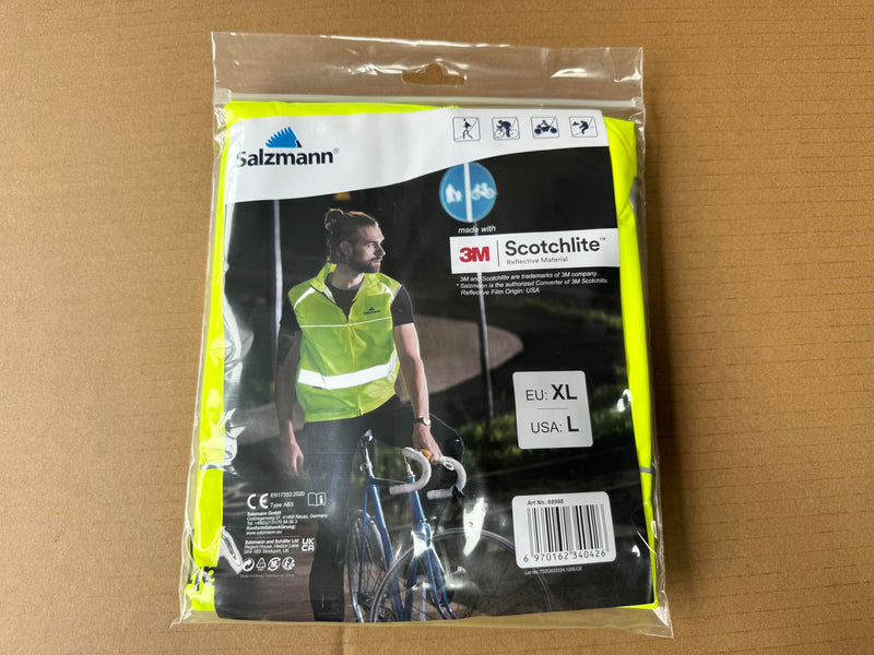 Salzmann High Visibility Cycling Vest | Reflective Cycling Gilet | Made with 3M Scotchlite Large Yellow