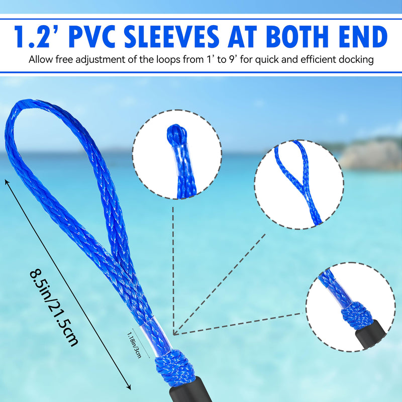Bungee Dock Line with Loops – Lightweight Elastic Mooring Rope for Quick Docking (2, Blue, 5 Feet) 2