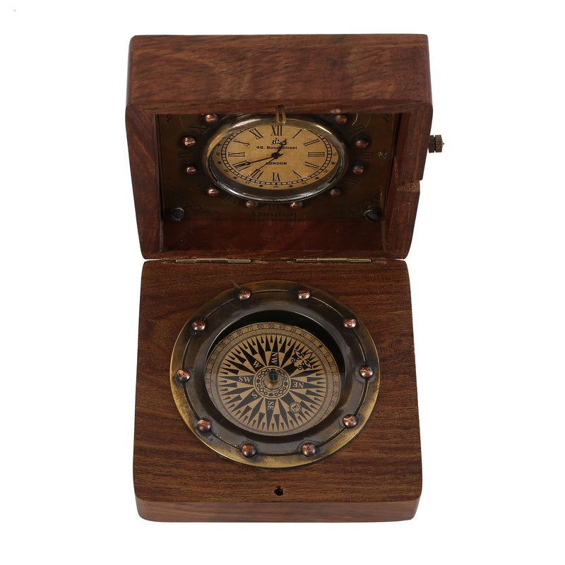 Handmade Authentic Clock Compass in Rose Wood Box. - BeesActive Australia