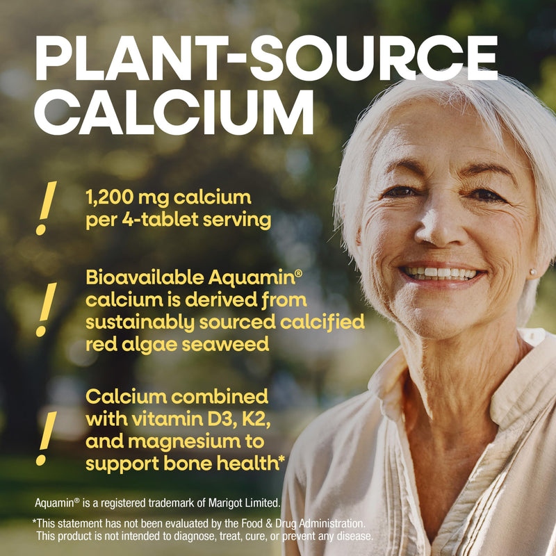 Nature’s Way Alive! Calcium Bone Support Tablets*, 1,200 mg Calcium, 60 ct | Max Absorption Calcium Supplement with Vitamins D3, K2, & Magnesium, Promotes Bone Health and Bone Density*, Gluten Free 60 Count (Pack of 1)