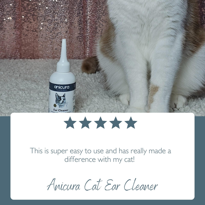Anicura Natural Cat Ear Cleaner - Soothes & Cleans Sensitive Ears | pH-Balancing Formula Helps Reduce Wax & Odour | Easy to Use 100ml