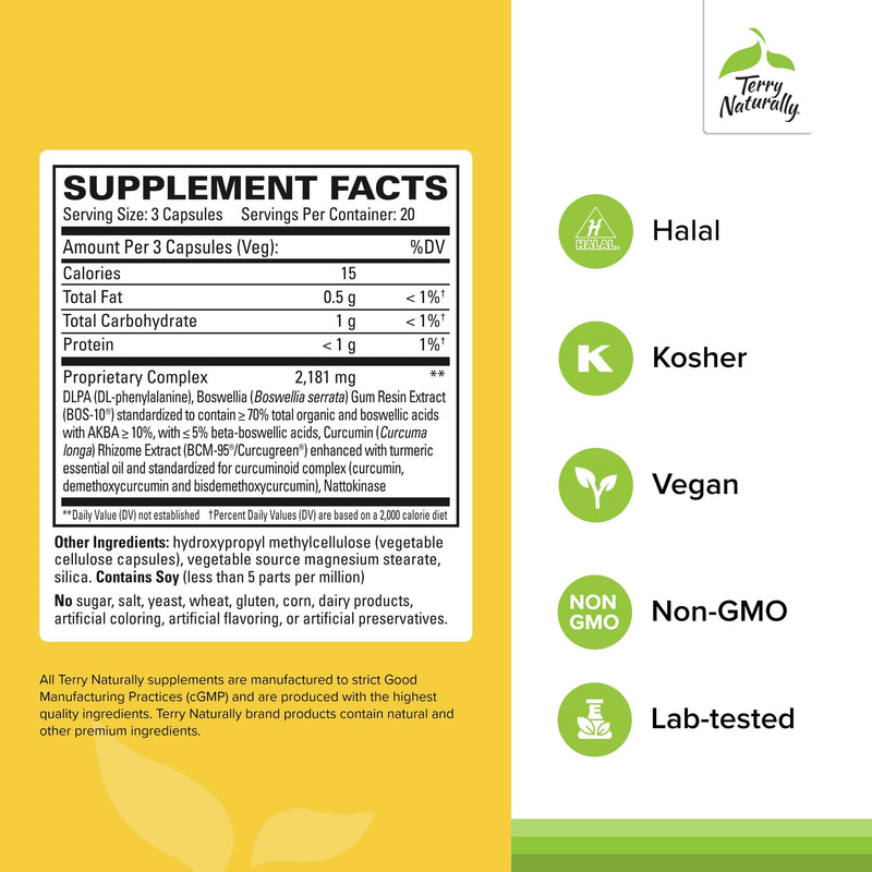 Terry Naturally Curamin - Curcumin Supplement for Circulation & Endorphin Support - Support for Occasional Discomfort - Aids Healthy Muscles - 60 Capsules 60 Count (Pack of 1) - BeesActive Australia