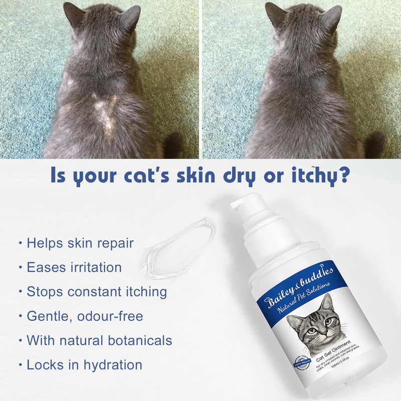 Bailey & Buddies Natural Cat Skin Ointment – Soothing Relief for Dry, Itchy Skin, Hot Spots, Eczema & Allergies – Omega-Enriched Formula with Apple Cider Vinegar – Gentle on Sensitive Skin