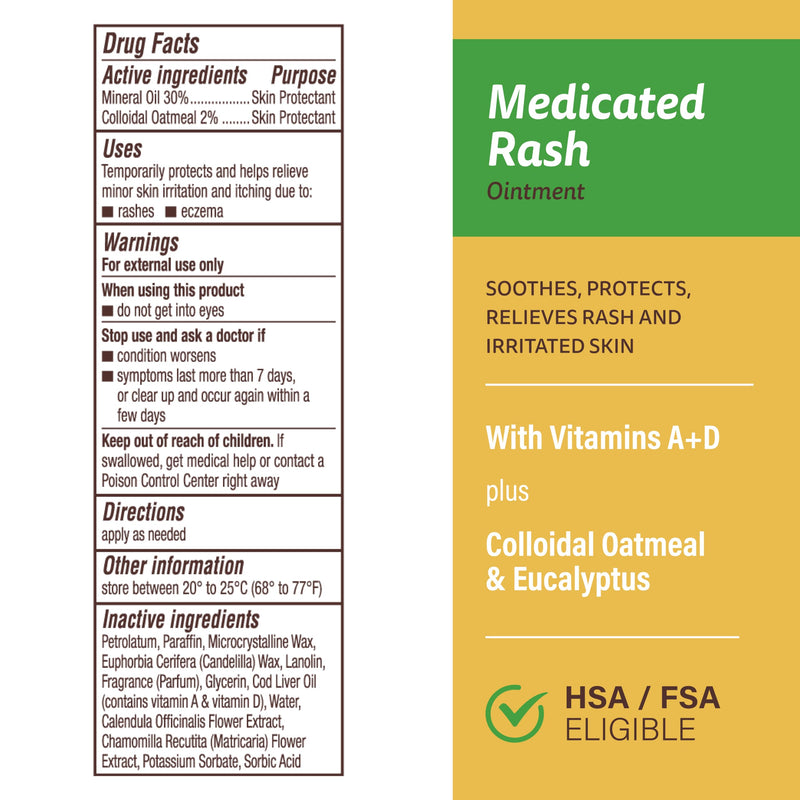 A+D Medicated Rash Ointment 1.5 oz‚Äì Relieves Rash & Skin Irritated Skin from Poison Ivy, Eczema, Beard Rash, Bikini Rash, Dry Skin, Chapped Skin, bug bites. Made with Colloidal Oatmeal