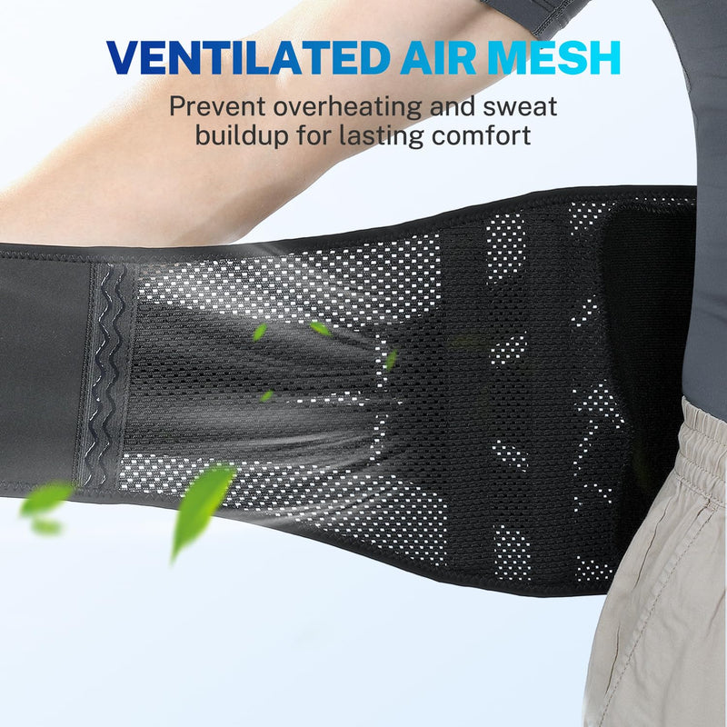 Back Brace for Women Men, Reinforced 3D Lumbar Support Pad, 4 Carbon Fiber Splints, Ultra-thin Air Mesh, Wear for Under Clothes, for Lower Back Pain Relief, Sciatica, Posture, Lifting, Size L Black - BeesActive Australia
