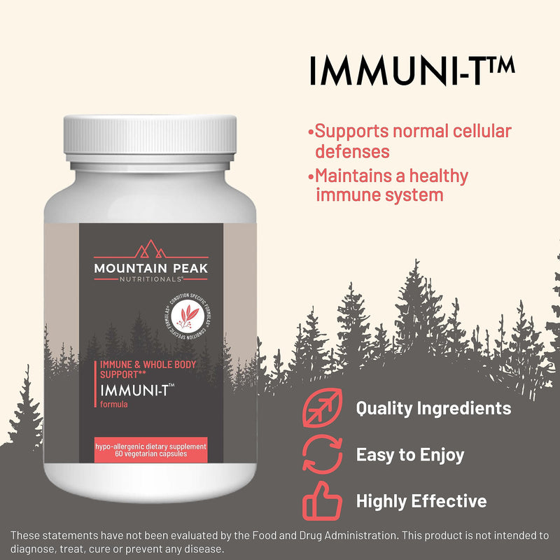 Mountain Peak Nutritionals Immuni-T 4-in-1 Immune Support 60ct | 4-in-1 Formula: Vitamin C, Vitamin A, Zinc & Mushroom Blend; Daily Wellness & Seasonal Immune Defense; Vegetarian