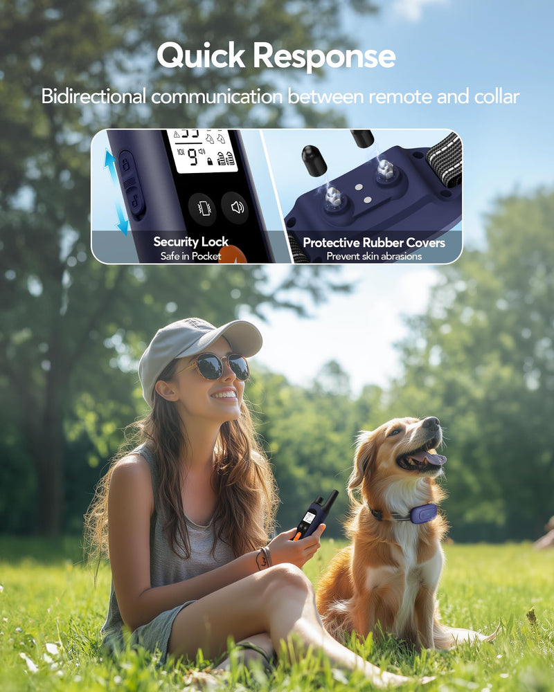 Dog Shock Collar with Remote Control - [2024release] Training Collar IPX7 Waterproof Rechargeable E Collar, 1/2 Mile Beep Vibration Safe Shock Collars for 10-120 lb Small Medium Large Dogs Purple - BeesActive Australia