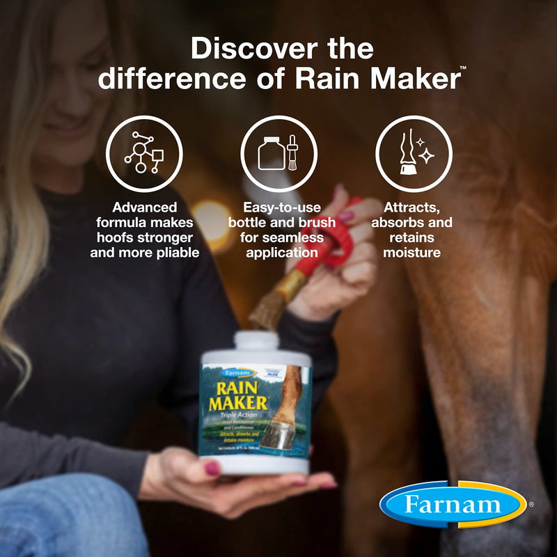 Farnam Rain Maker Triple Action Hoof Oil for Horses Moisturizer and Conditioner, Attracts, Absorbs and Retains Moisture, Contains Aloe, 32 Oz. - BeesActive Australia