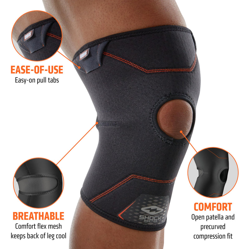 Shock Doctor Knee Brace Compression Sleeve Support (1 Unit). Helps Pain / Healing from Arthritis, Bursitis, Tendonitis, Meniscus Tear, Patella Alignment and more. For Basketball, Football, Running and most Sports. Increases Blood Flow. Knee Wrap for Me...