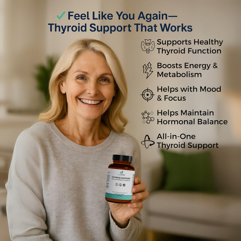 Thyroid Support Supplement with Iodine, Ashwagandha & Kelp – Supports Energy, Metabolism & Hormone Balance Formula – Selenium, Zinc & L-Tyrosine – Natural Thyroid Health for Women & Men