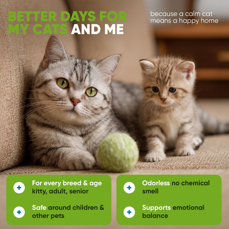 STUNICK CC1 Cat Calming Diffuser, Calming Pheromones, 60 Day Supply, 1 Diffuser and 2 Refills for Stress, Pee Spraying, Cat Fighting, Aggression, Excessive Meowing & Scratching | Odorless 1 Pack