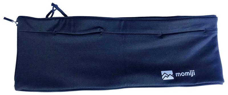 Momiji Innovations 2021- Side Zip ON Running Waist Belt - Men Women Wide Pocket Opening Large Capacity Zip-On No Bounce Chafing Buckle Free Reflective Light Machine Washable Water Resistance Zipper Unstretched Medium (28")