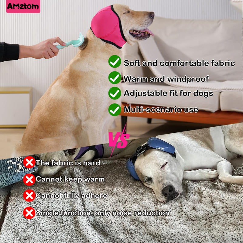 Dog Calming Hood for Grooming & Bathing,Soft Dog Ear Cover for Blow Drying & Bath Time,Stretchy Dog Ear Wrap for Anxiety Relief During Thunderstorms,Fireworks & Travel,Pink,S Pink S(Head Circle:10-14)