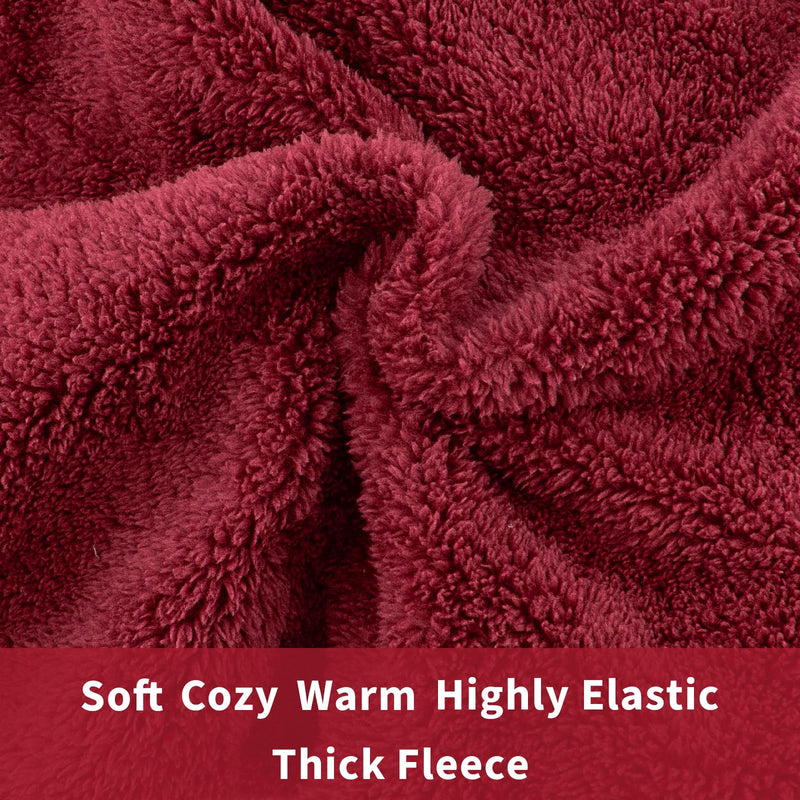 Dog Winter Coat Soft Pullover Pajamas, Warm Dog Cold Weather Coats Fleece Dog Coat, Cozy Dog Winter Jacket Windproof Fullbody Dog Jumpsuit Onesie Fleece Sweater Winter Clothes Apparel for Dogs Medium WineRed - BeesActive Australia