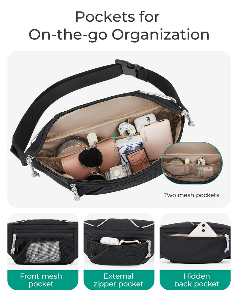 BAGSMART Fanny Packs for Women Belt Bag with Adjustable Strap Crossbody Waist Bag Pack for Running Hiking Workout Travel, Camel