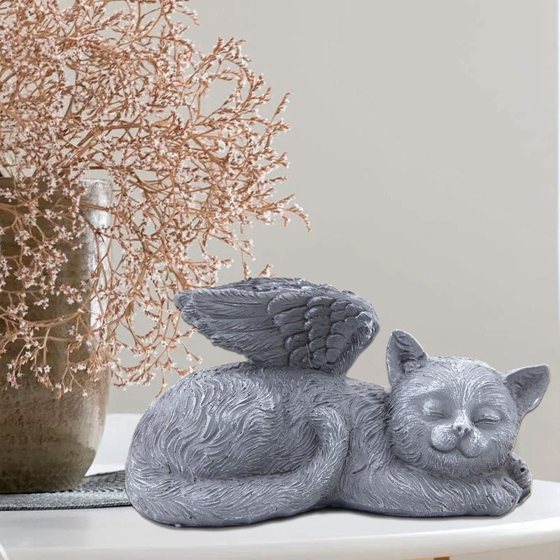 LhyBtm Cat Angel, Sleeping Cat, Sleeping Angel Cat, Grave Decoration for Cats, Angel Wings for Pets, Memorial Stone Cat, Resin Grave Decoration Statue for Home (11.7 x 6.1 x 5.8 cm) - BeesActive Australia