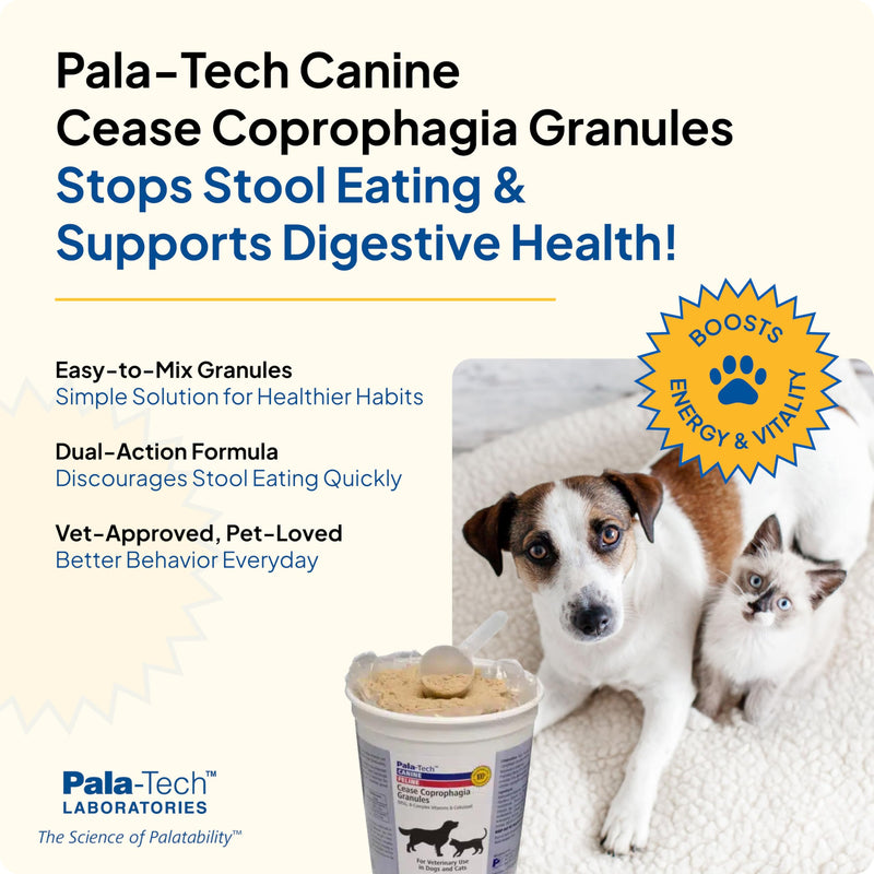 Pala-Tech Cease Coprophagia Granules - Dog Eating Poop Deterrent - Stops Stool Consumption - Supports Healthy Digestion - 450 gm No Poo Granules With B-Complex vitamins - Made in USA