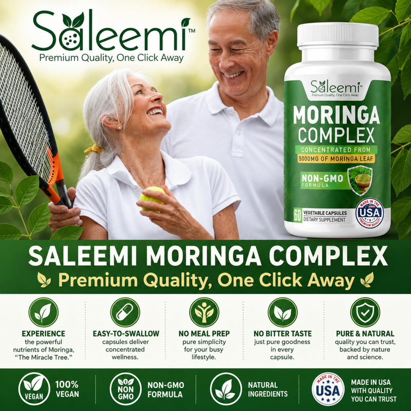 Moringa Capsules – Premium Moringa Oleifera Leaf & Seed Extract | Green Superfood for Energy, Immunity & Vitality | 100% Pure Natural Plant-Based Supplement | Non-GMO, 60 Vegan Capsules