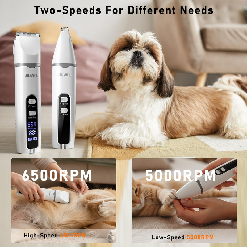 Dog Clippers for Grooming, 4 in 1 Dog Grooming Kit Hair Clipper with LCD Display, Dog Trimmer for Grooming, Dog Hair Trimmer for Paw Nail Grinder,Shaver Grooming Supplies for Pet Cats Dogs