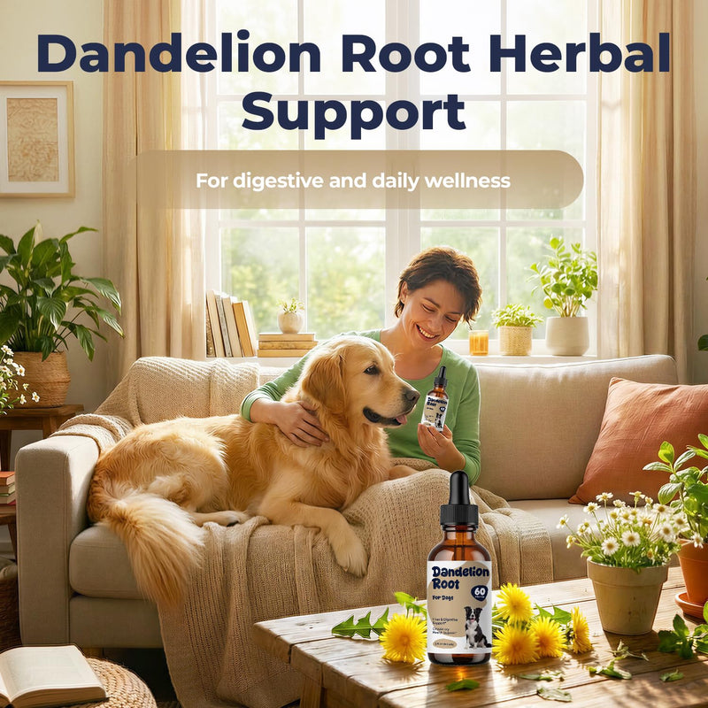 Dandelion Root Drops for Dogs – Herbal Liver Support & Digestive Support for Dogs, Supports Metabolic Balance & Daily Vitality, Liquid Dog Supplement, Gentle Daily Wellness Drops, 2 fl oz (60 mL)