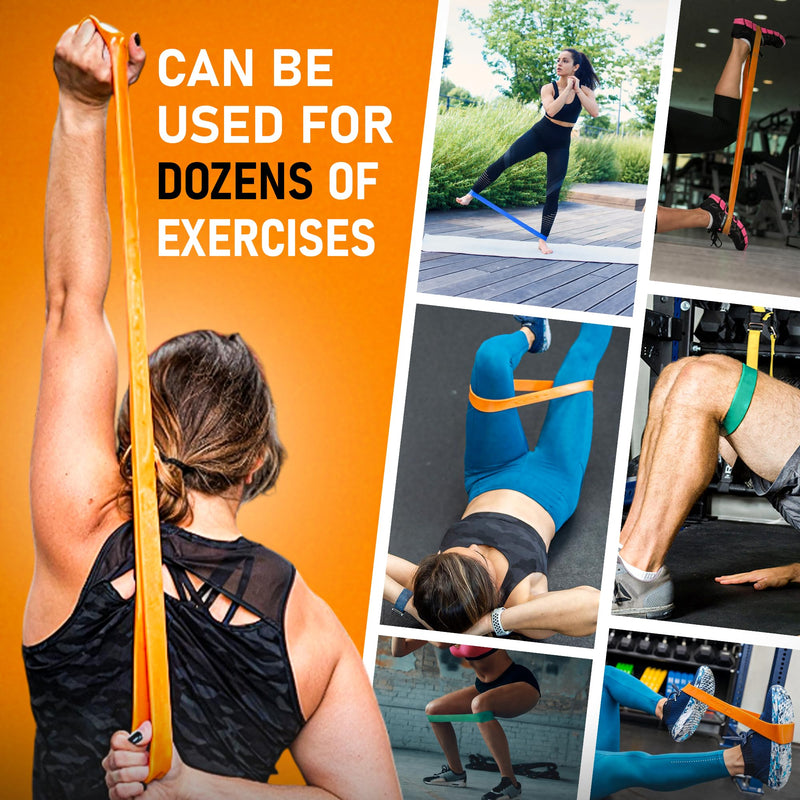Pure Band - Latex-Free Professional Resistance Bands for Working Out, Stretching, Rehab, & Physical Therapy - Premium, Stretch Bands for Exercise & Recovery - Super Strong Exercise Bands ORANGE - LIGHT RESISTANCE - BeesActive Australia