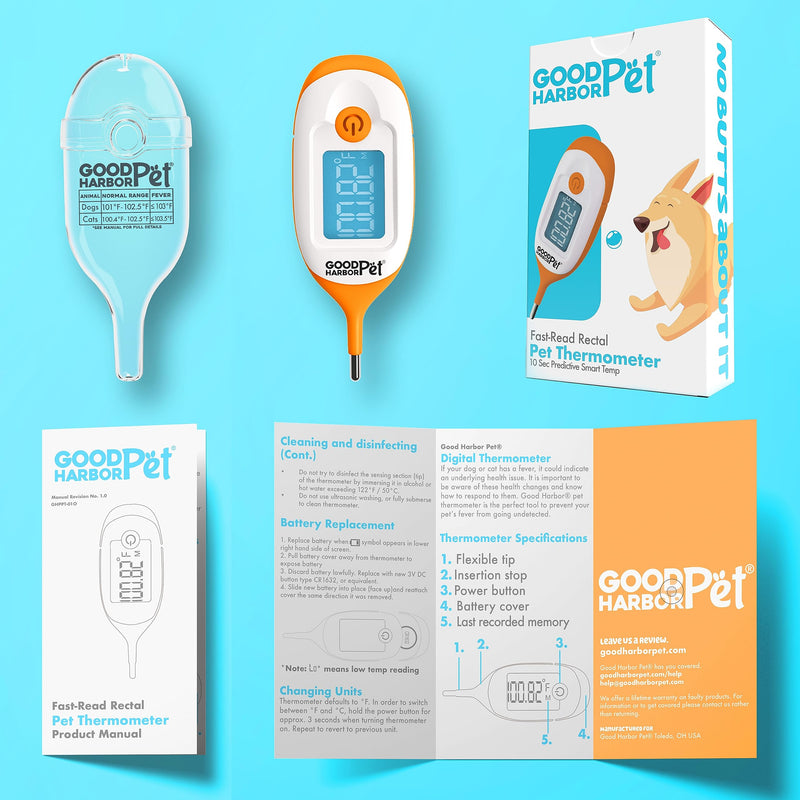 GoodHarborPet-OnlyTemp Ultra-Fast 10s Read, IP55 water resistant - Precision Rectal Thermometer for Pets - BeesActive Australia