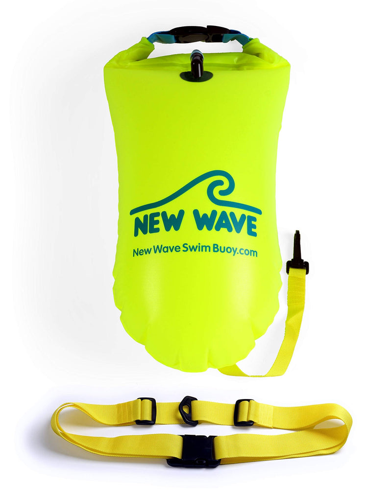 New Wave Swim Buoy for Open Water Swimmers and Triathletes - Light and Visible Float for Safe Training and Racing - High Visiblity Fluo Green Fluo Green PVC 15L - BeesActive Australia
