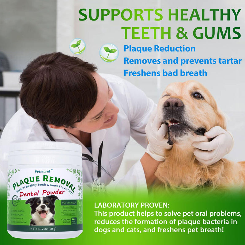 Natural Dog Dental Powder, Dog Dental Care - Plaque Remover and Bad Breath Treatment, Healthy Gums & Fresh Breath for All Dogs and Cats 2 oz. 2 Ounce (Pack of 1) - BeesActive Australia