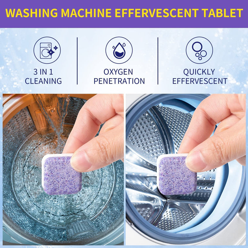 NATRUTH Washing Machine Cleaner Effervescent Tablets With Lavender（15 Count）, Solid Washer Deep Cleaning Tablet, Triple Decontamination Remover with Natural Formula, for Front and Top Load Washers - BeesActive Australia