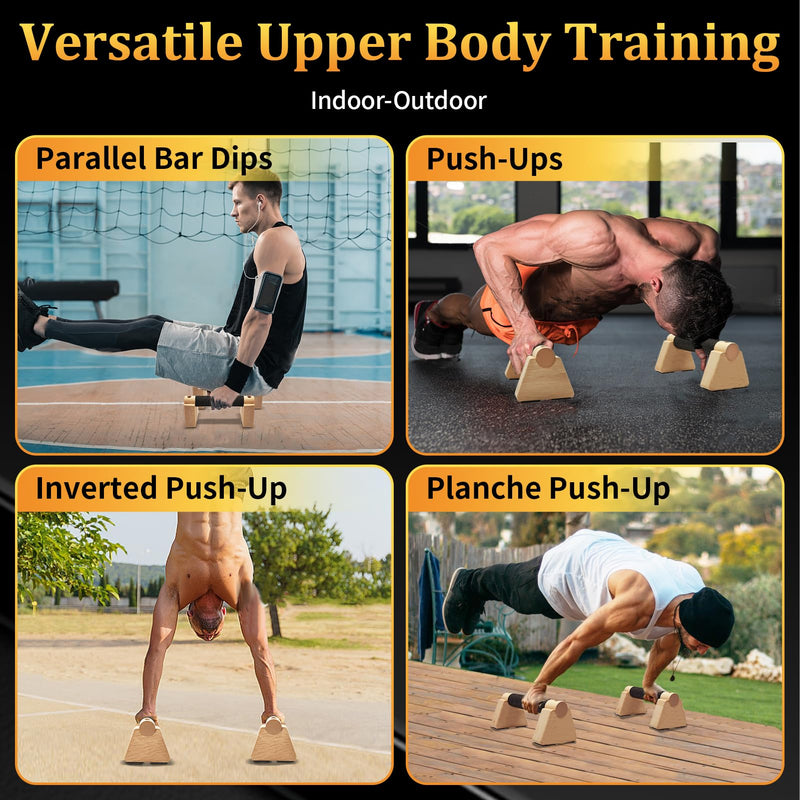 Parallettes Bars - Wooden Calisthenics Equipment for Handstand Training, Push Up Bars & Calisthenics Bar - Handstand Bars and Pushup Handles for Men Wood-20cm
