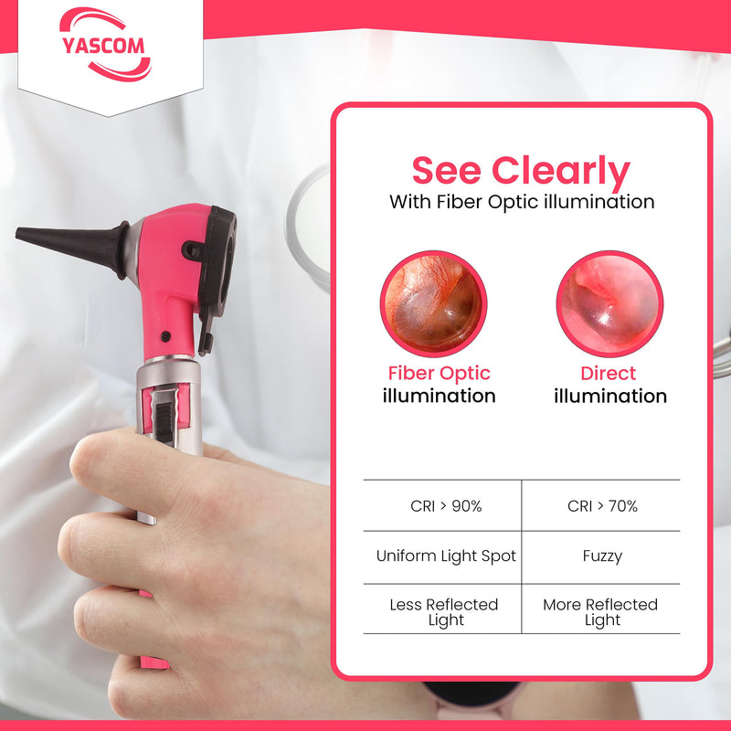 Otoscope Professional Diagnostic Ear Otoscope with Light Pocket Size Ear Infection Checker with 10x Specula & Case, Ear Otoscope for Doctors, Nurses, & Students (Pink) PinK - BeesActive Australia