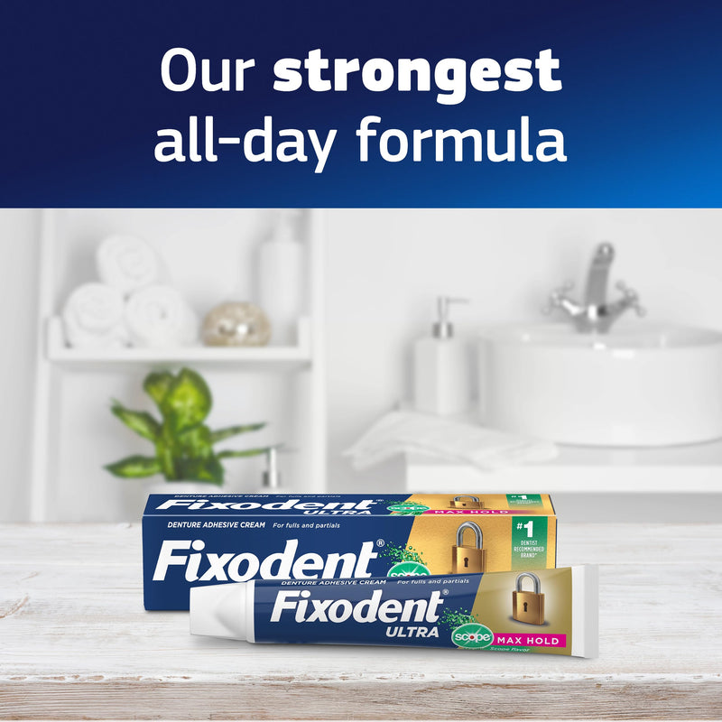 Fixodent Ultra Max Hold Plus Scope Secure Denture Adhesive, 1.8oz, 3 Pack 5.4 Ounce (Pack Of 1)