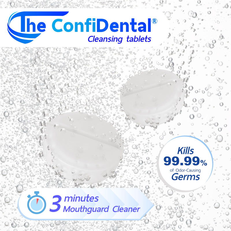 The ConfiDental Cleansing Tablets (120tablets) - 4 months supply. Retainer, Mouth Guard and Dental Appliances Cleaner. Keep your Dental Alliances Fresh and Clean like new. 120 Tablets