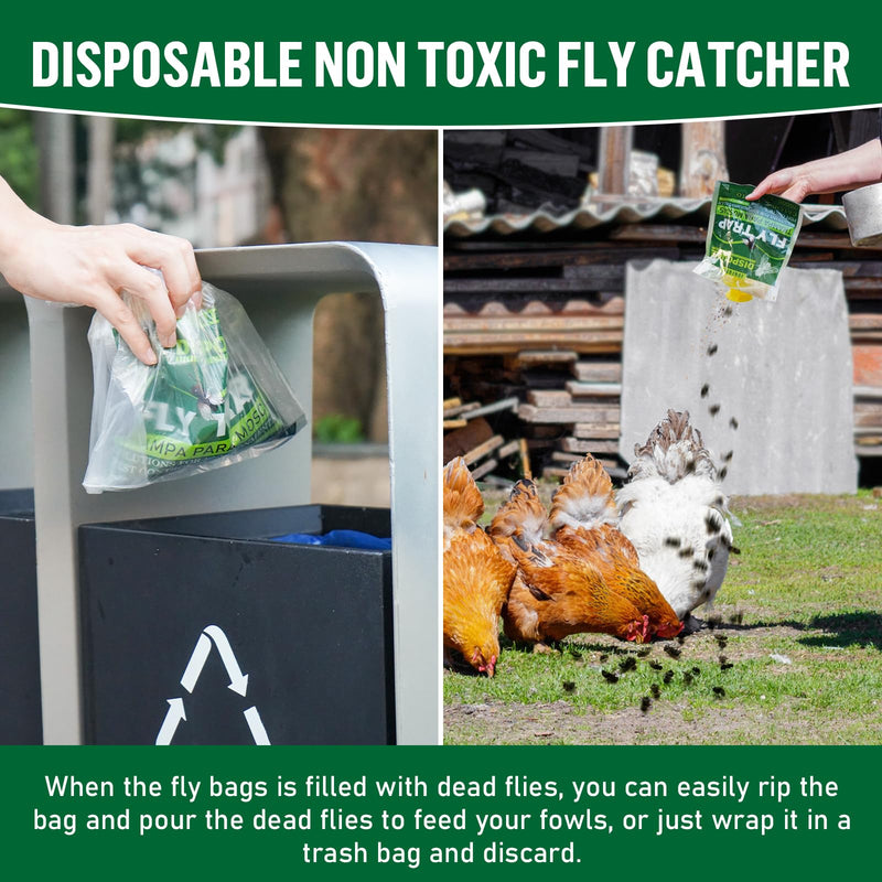 Fly Traps Outdoor Fly Trap Hanging with Natural Pre-Baited, Disposable Non Toxic Fly Catcher, Fly Killer, Fruit Fly Trap Kills Up to 20,000 Flies for Barn, Farm, Stable, Patio - 9 Traps Green-9 - BeesActive Australia